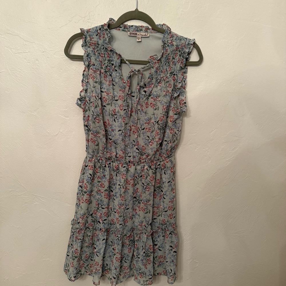 Gypsies & Moondust Blue Floral Sleeveless Dress